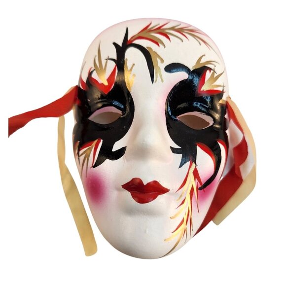 Venetian Style Mardi Gras Decorative Wall Masks Set Of 2 With Ribbon Ties For Ar - Picture 3 of 7